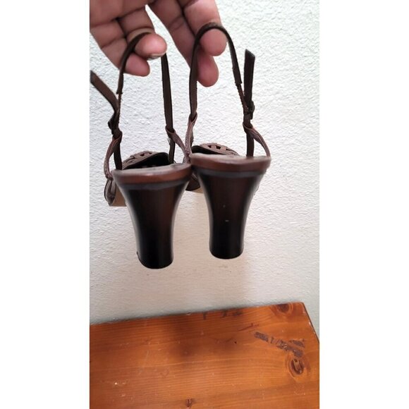 Vintage Miss Bison  Brown faux leather block  Strappy Heels With Buckle Closure - Picture 9 of 12